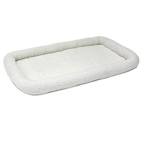 MidWest Homes for Pets Bolster Dog Bed 48L-Inch White Fleece Dog Bed w/Comfortable Bolster | Ideal for Extra Large Dog Breeds & Fits a 48-Inch Dog Crate | Easy Maintenance Machine Wash & Dry