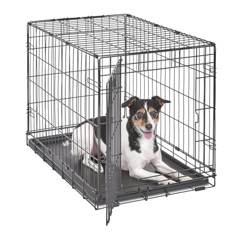 MidWest Homes for Pets 30-Inch iCrate Folding Dog Crate with Divider Panel, Leak-Proof Tray & Secure Latches  Metal Wire Kennel for Medium Breeds  Portable, Durable & Easy to Assemble