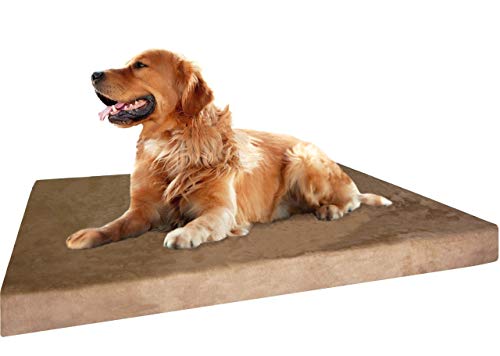 Dogbed4less Extra Large True Orthopedic Gel Memory Foam Dog Bed for Large Pet, Waterproof Liner and Durable Brown Cover, XL 40X35X4 Inch