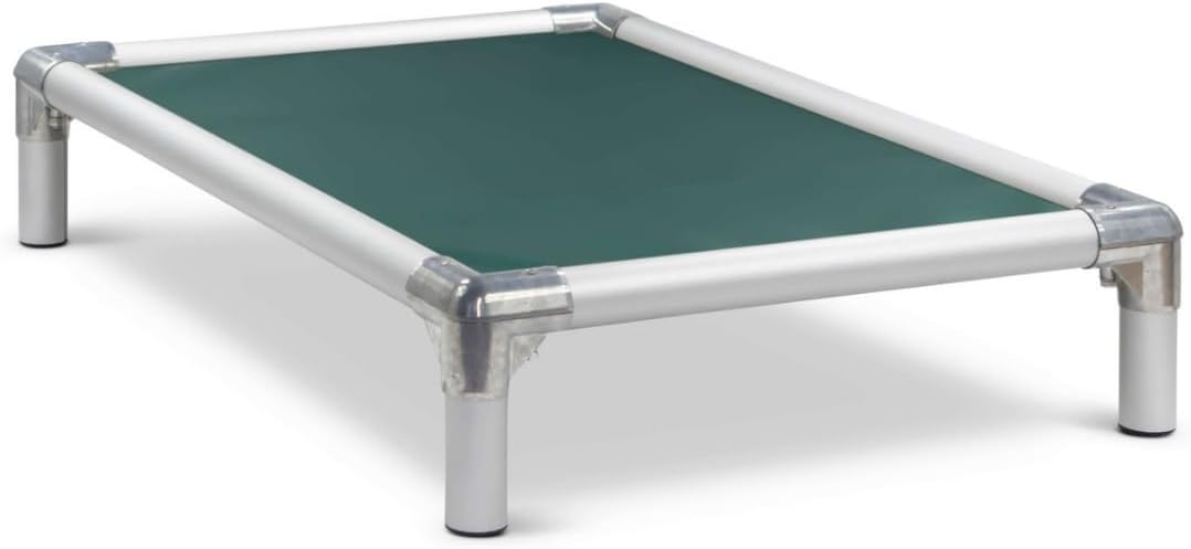 Kuranda Chewproof Elevated Dog Bed - Silver Aluminum - 35" x 23" - Heavy Duty Vinyl - Forest