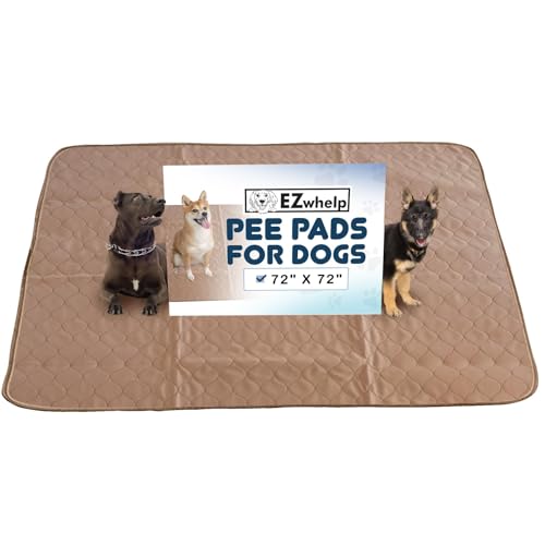 EZwhelp Reusable Dog Pee Pads - Waterproof Training Pads for Dogs - Washable & Sanitary - Rounded Corners - Laminated, Lightweight, Durable - Pet Essentials for Puppy Training and Whelping - 72" x 72"
