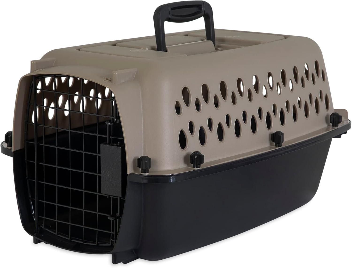 Petmate Vari Dog Kennel Portable Airline-Friendly Dog Carriers & Crates for Small Dogs, Durable Plastic, Pet Carrier For Home and Travel, XS Extra Small 19" For Dogs Up To 10 Lbs, Taupe and Black