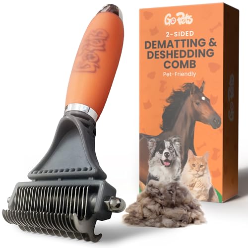GoPets Double-Sided Dematting Tool & Deshedding Brush for Dogs & Cats