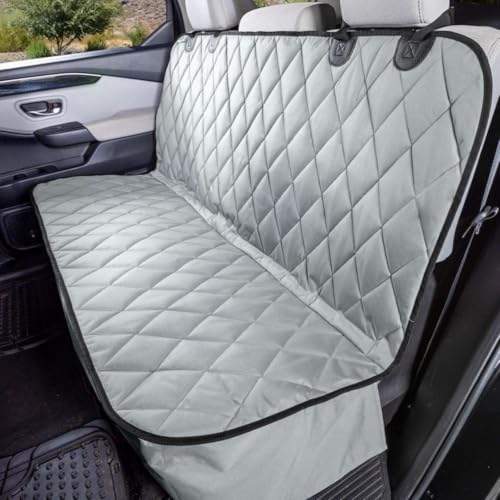 4Knines Back Seat Pet Cover for Dogs w/o Hammock  54" Wide, Waterproof Car Seat Cover, Non-Slip, Heavy-Duty  Fits Cars, SUVs, Small Trucks  2 Seat Belt & Latch Access  Back Seat Protector (Grey)