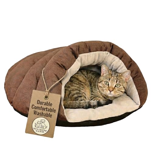 SPOT Sleep Zone Cuddle Cave Pet Bed | Soft, Plush Interior for Cats and Small Dog Breeds | Attractive and Durable Faux Suede Exterior | Machine Washable | Pet Safe