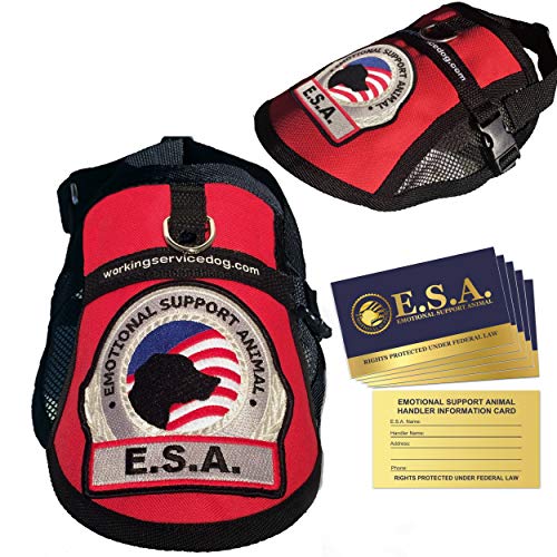 Premium Emotional Support Dog Vest | ESA Dog Vest | Mesh Cooling Panel | Emotional Support Dog Harness | Includes 5 Federal Law ESA Handout Cards (23" - 27" Girth, Red)