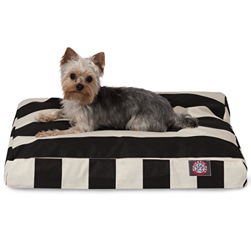 Majestic Pet Rectangle Small Dog Bed Washable  Non Slip Comfy Pet Bed  Dog Crate Bed with Removable Washable Cover  Dog Kennel Bed for Sleeping - Dog Bed Small Breed 27x20x4 Inch  Black