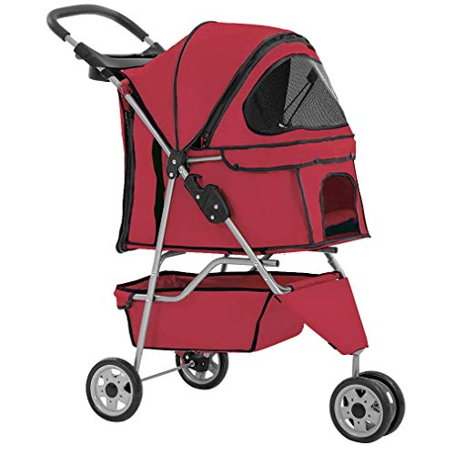 BestPet 3 Wheels Pet Dog Stroller - Red