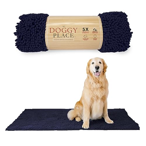My Doggy Place Microfiber Dog Mat for Muddy Paws, 60" x 36" Navy Blue - Non-Slip, Absorbent and Quick-Drying Dog Paw Cleaning Mat, Washer and Dryer Safe - X-Large/Runner