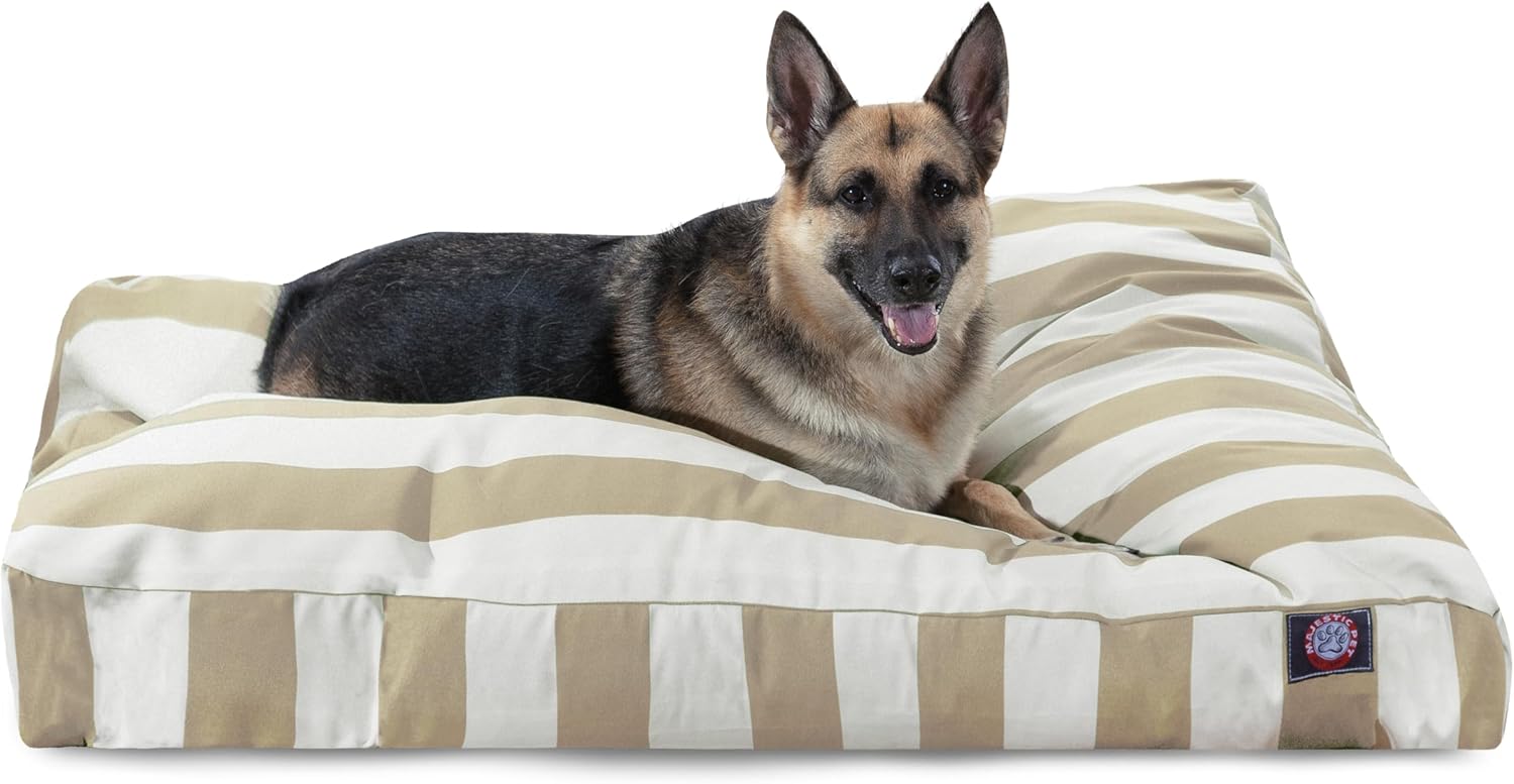 Majestic Pet Rectangle Large Dog Bed Washable  Non Slip Comfy Pet Bed  Dog crate Bed with Removable Washable Cover  Dog Kennel Bed for Sleeping - Dog bed X-Large Breed 50x42x5 Inch  Sand Beige