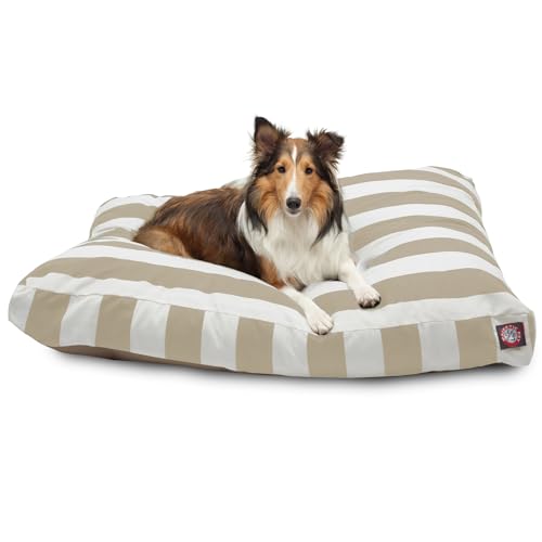 Majestic Pet Rectangle Large Dog Bed Washable  Non Slip Comfy Pet Bed  Dog Kennel Bed for Sleeping - Dog Bed Large Breed 44x36x5 Inch  Sand Beige