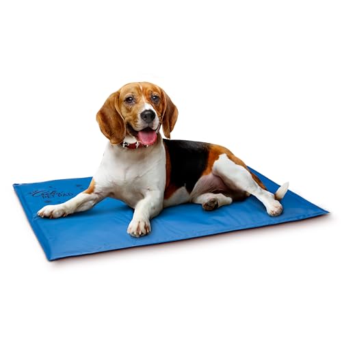 K&H Pet Products Coolin' Pet Pad Dog Mat, Portable Dog Cooling Mat for Travel or in Home, Perfect for Carriers, Crates, Outdoor Houses, Yards, Porches, Pet Beds & More - E-Large 38 X 27in Chill Blue