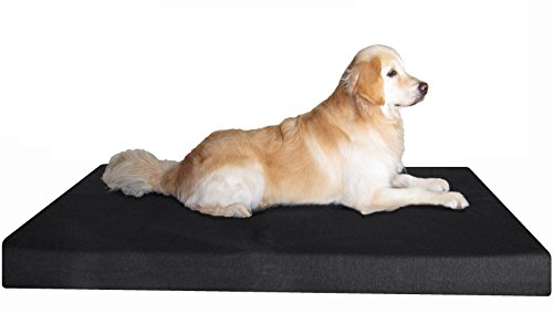 Dogbed4less Jumbo Orthopedic Gel Memory Foam Dog Bed, Waterproof Liner with Durable Washable Black Canvas Cover, 55X47X4 Inch