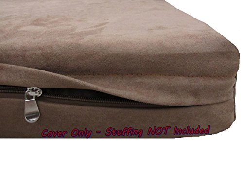 Dogbed4less DIY Pet Bed Pillow Brown Microsuede Duvet Cover and Waterproof Internal case for Dog and Cat at 37X27X4 Inch - Covers only