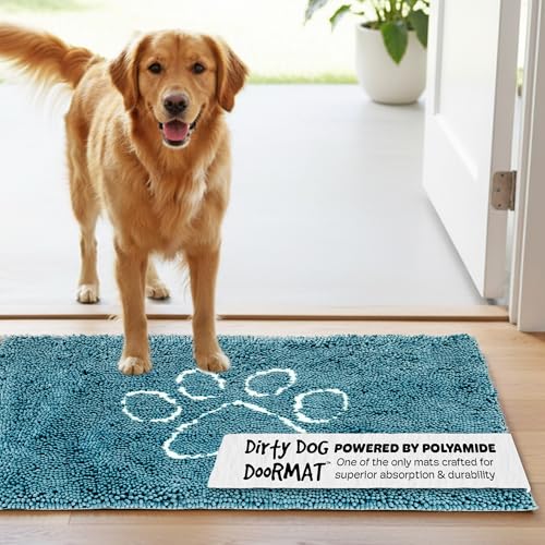 Dog Gone Smart Dirty Dog Doormat - Fast Drying Rug with Super Gripper Backing for Clean Floors - Super Absorbent and Machine Washable Mat for Muddy Paws - Pacific Blue
