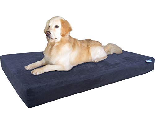 Dogbed4less Orthopedic Gel Memory Foam Pet Dog Bed, Waterproof Liner with External Microsuede Cover and Bonus Antislip Cover (Microsuede Espresso, 55"X37"X4" Inches)