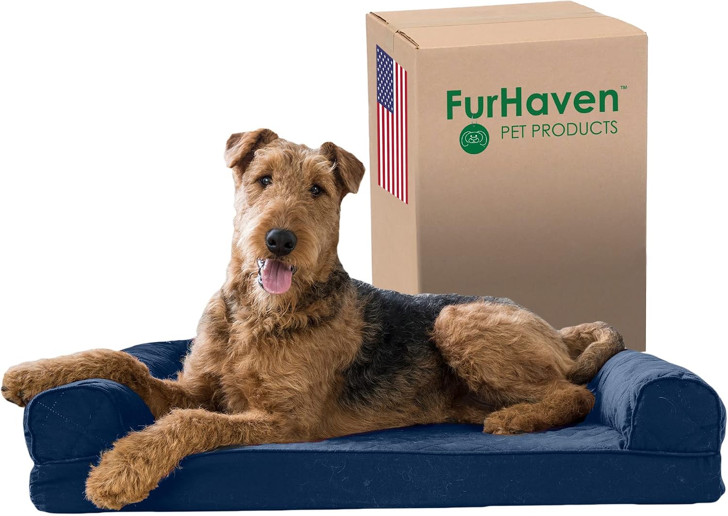 Furhaven Quilted Sofa (Navy)
