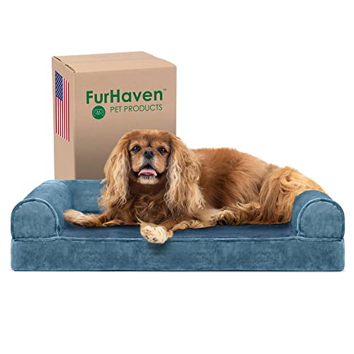 Furhaven Cooling Gel Dog Bed (Medium - Harbor Blue)