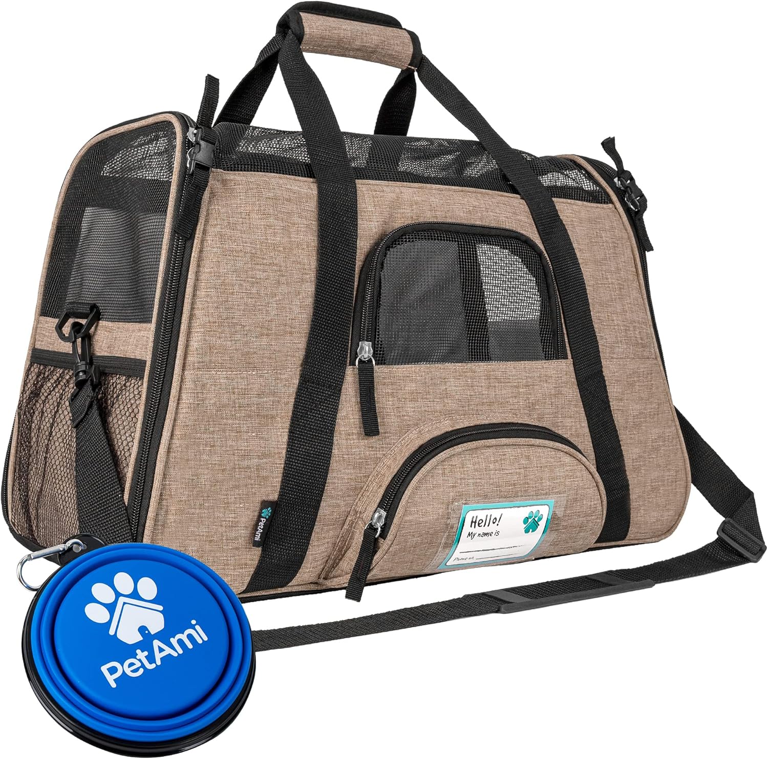 PetAmi Airline Approved Pet Carrier for Cat, Soft Sided Dog Carrier for Small Dog, Cat Travel Supplies Accessories for Indoor Cat, Ventilated Pet Carrying Bag Medium Kitten Puppy, Large Heather Taupe
