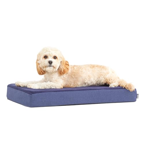 Barkbox Orthopedic Dog Bed | Comfortable Memory Foam Mattress for Joint Relief | Head and Neck Support Waterproof with Non Skid Bottom | Calming Durable Bed with Washable Cover | Small, Navy