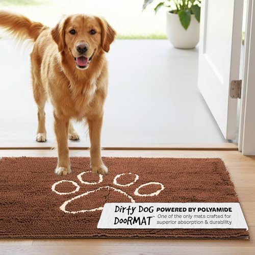 Dog Gone Smart Dirty Dog Doormat - Fast Drying Rug with Super Gripper Backing for Clean Floors - Super Absorbent and Machine Washable Mat for Muddy Paws - Almond