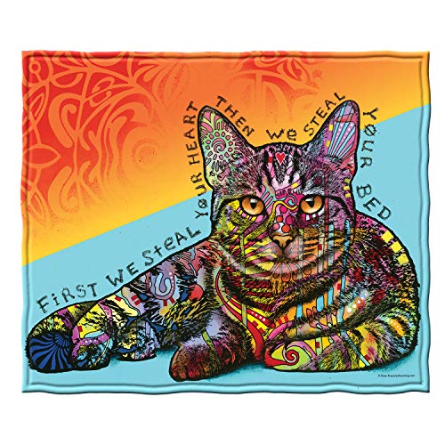 Dawhud Direct 50x60-Inch Cat Blanket - Dean Russo Fleece Throw Blanket for Adults and Kids - Soft and Cozy for Bed, Couch, or Travel - Thoughtful Cat Lover Gifts for Women