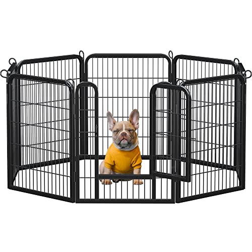 Yaheetech Dog Playpen Outdoor, 32 inch 8 Panels Dog Pen Indoor Heavy Duty Puppy Exercise Pen Metal Pet Fence for RV Camping/Yard/Garden