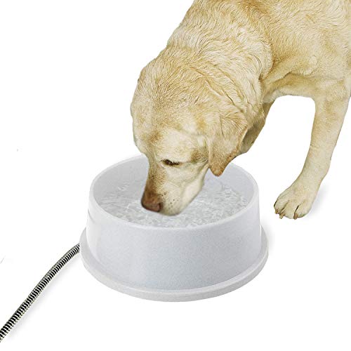 K&H Pet Products Thermal-Bowl Heated Water Bowl for Cats & Dogs Outside, Safety Listed Outdoor Heated Dog Dish for Pets, Automatic No Freeze, Anti Chewy Cord - 1.5 Gallons Granite 25W