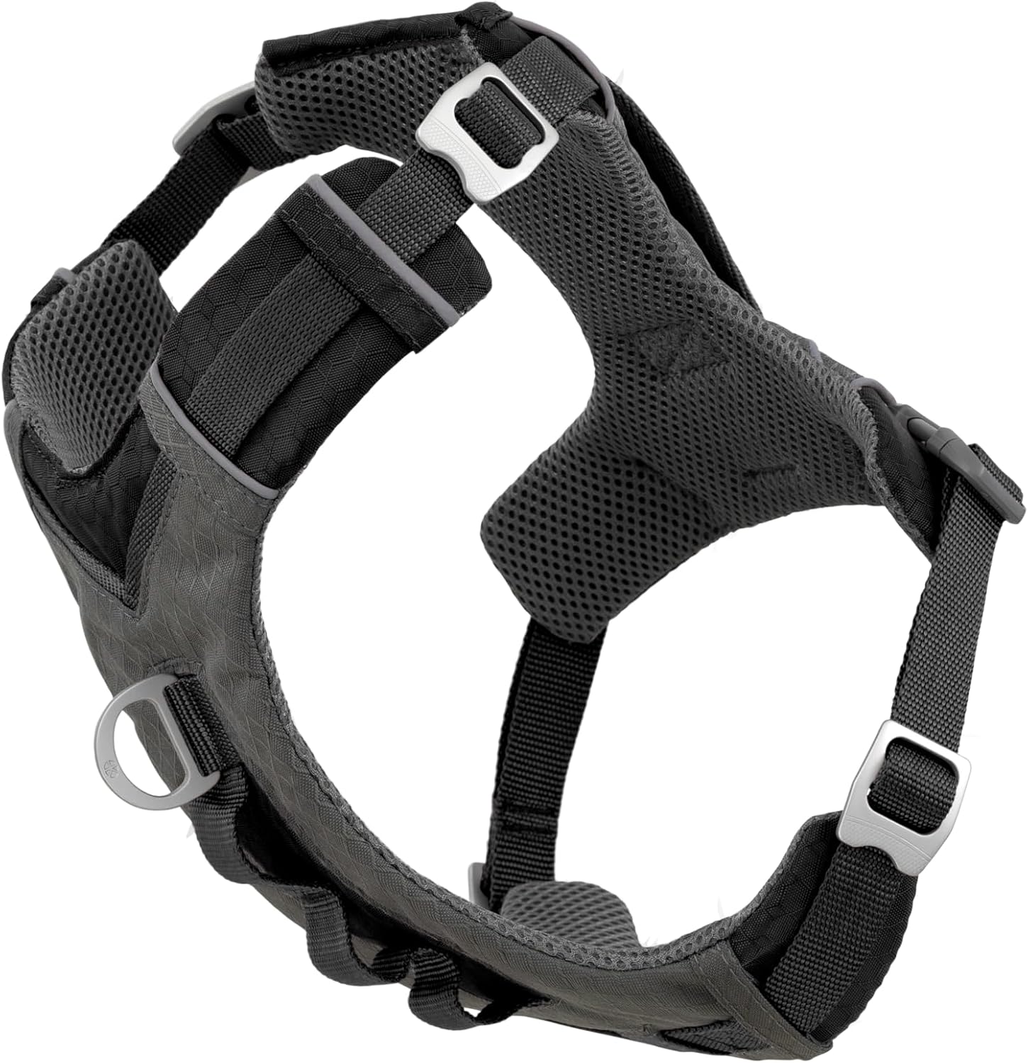 Kurgo Journey Air Dog Harness - Secure Fit for Active Dogs - Padded Chest - Lightweight Ripstop Fabric - Breathable Mesh - Reflective Trim - Back Assist Handle - Black - Large