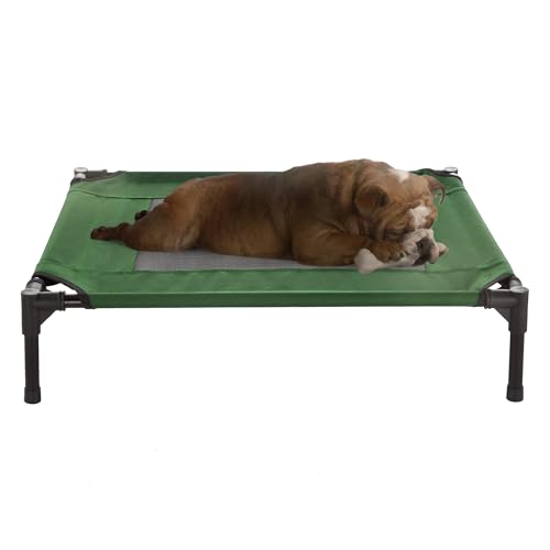 Elevated Dog Bed ? 30x24 Portable Bed for Pets with Non-Slip Feet ? Indoor/Outdoor Dog Cot or Puppy Bed for Pets up to 50lbs by Petmaker (Green)