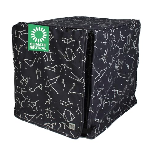 Molly Mutt Rocketman Dog Crate Cover, 100% Cotton Canvas Cover with 2 Roll-Up Panels, Ideal for Dog or Cat Crate, Durable, Washable, and Free of Harmful Chemicals, 42" x 28" x 31"