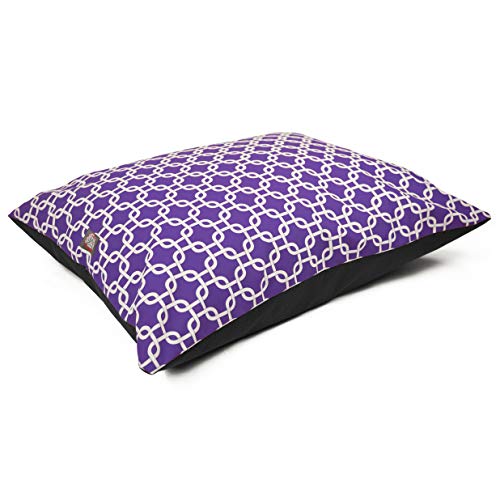Majestic Pet Super Value Large Rectangle Washable Non Slip Comfy Dog Bed - Crate Kennel Bed for Large Breeds 46 x 35 Inch - Links Purple