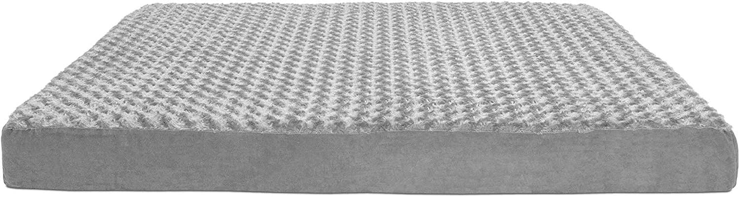 Furhaven Orthopedic Dog Bed for Large Dogs w/ Removable Washable Cover, For Dogs Up to 125 lbs - Ultra Plush Faux Fur & Suede Mattress - Gray, Jumbo Plus/XXL