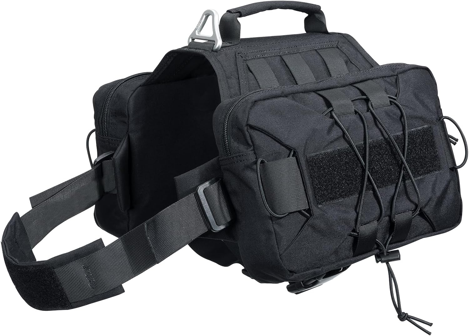 EXCELLENT ELITE SPANKER Dog Pack Hound Dog Saddle Bag Backpack for Travel Camping Hiking Medium & Large Dog with 2 Capacious Side Pockets(Black-L)