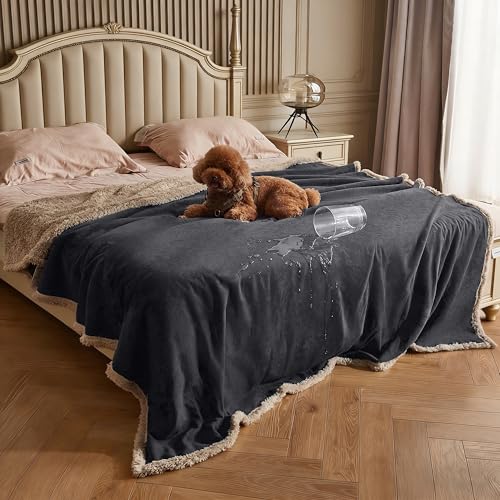 Kritter Planet Waterproof Bed Blanket for Couples, Washable Stain Proof Pad Bed Cover, Reversible Leakproof Protector, Liquid Pee Proof Blanket for Couch Sofa, 80x90 inch, King Size