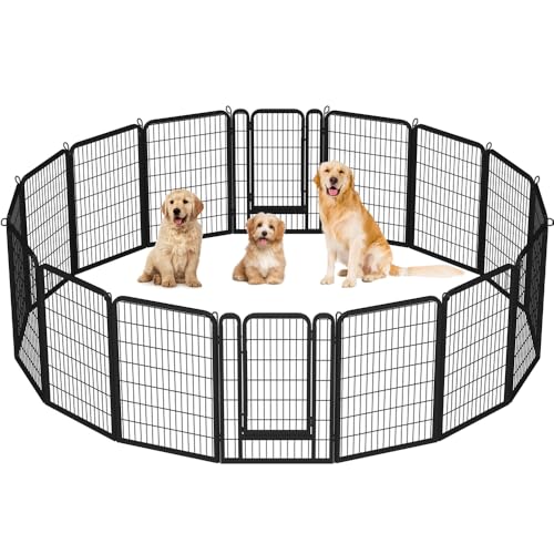Yaheetech Dog Playpen Outdoor, 40 inch 16 Panels Dog Pen Indoor Heavy Duty Puppy Exercise Pen Metal Pet Fence for RV Camping/Yard/Garden