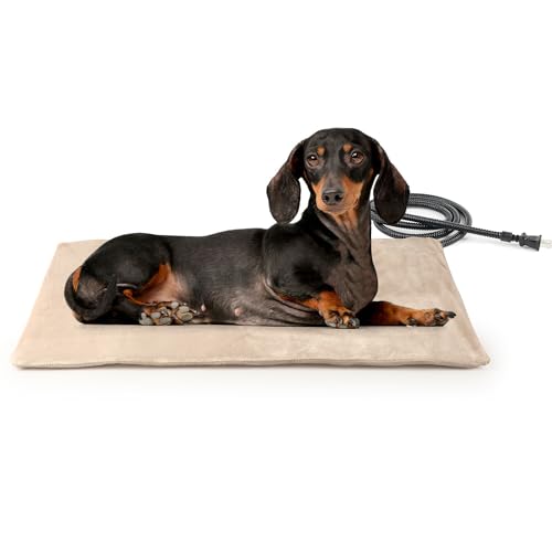 NICREW Pet Heating Pad for Dogs and Cats, Heated Dog Bed with Steel-Wrapped Cord and Soft Fleece Cover, 27.5 x 15.7 Inches, 50 Watts