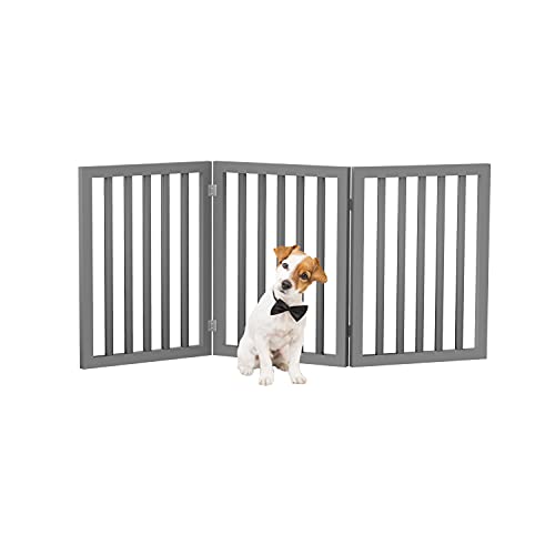 PETMAKER Indoor Pet Gate - 3-Panel Folding Dog Gate for Stairs or Doorways - 54x24-Inch Freestanding Pet Fence for Cats and Dogs (Gray)