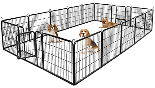 BestPet | Dog Playpen | 32 Inch, 16 Panels | Heavy Duty Metal Pet Exercise Pen | Indoor Outdoor Fence Panels | Rust-Resistant, Removable, Tool-Free Setup | Anti-Skid, Expandable Design