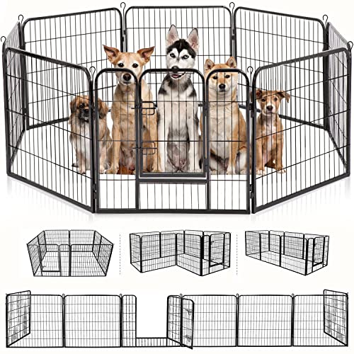 BestPet | Dog Playpen | 32 Inch, 8 Panels | Heavy Duty Metal Pet Exercise Pen | Indoor Outdoor Fence Panels | Rust-Resistant, Removable, Tool-Free Setup | Anti-Skid, Expandable Design
