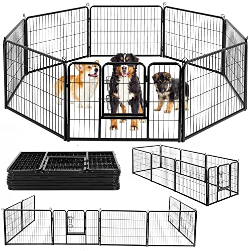 BestPet | Dog Playpen | 24 Inch, 8 Panels | Heavy Duty Metal Pet Exercise Pen | Indoor Outdoor Fence Panels | Rust-Resistant, Removable, Tool-Free Setup | Anti-Skid, Expandable Design