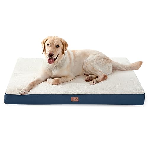Bedsure Dog Beds Large Sized Dog - Orthopedic Flat Pet Beds with Removable Washable Cover, Egg Crate Foam Puppy Mat, Suitable for Pet Up to 65 lbs