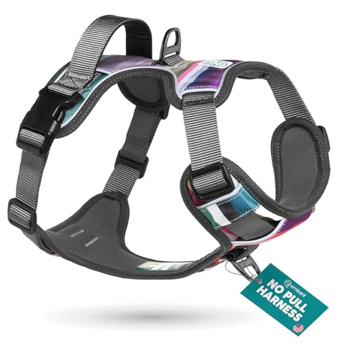 Embark Adventure Dog Harness, Reflective Trim XL Dog Harness for Extra Large Dogs No Pull - Military Grade Nylon, 2 Leash Clips & Gel Lined Handle. Soft & Padded Puppy Dog Harnesses for Any Breed