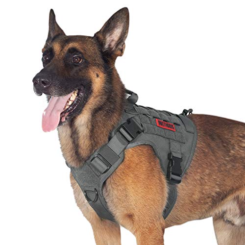 Tactical Dog Training Vest No Pull Harness (Grey, M)