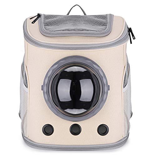 LOLLIMEOW Large Pet Carrier Backpack, Bubble Backpack Carrier for Fat Cats and Puppies,Airline-Approved(Grey)