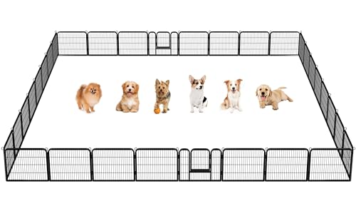 Yaheetech Dog Playpen Indoor, Extra Wide Outdoor Dog Fence Foldable Pet Puppy Exercise Pen for Yard/Garden/RV Camping, 32 Panels 24 Inch Height x 32 Inch Width