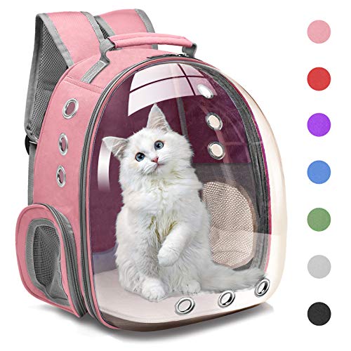 Cat Bubble Carrying Bag, Backpack Carrier for Small Medium Dogs Cats, Airline Approved Travel Space Capsule Pet Carrier Dog Hiking Backpack - Pink