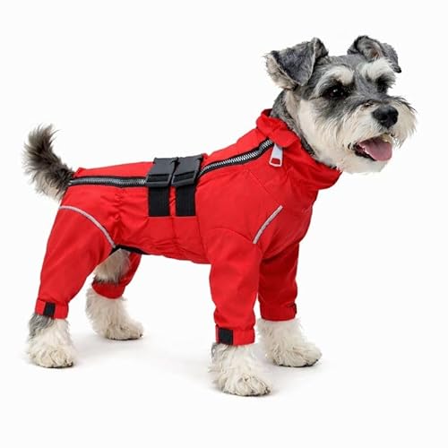Dogs Waterproof Jacket, Lightweight Waterproof Jacket Reflective Safety Dog Raincoat Windproof Snow-Proof Dog Vest for Small Medium Large Dogs Red XL