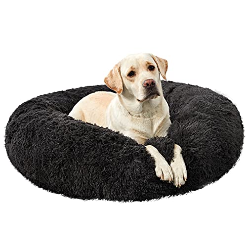 Washable Dog Round Bed - XLarge Donut Dog Bed, Comfy Calming Cuddler (36 INCH) - ANWA