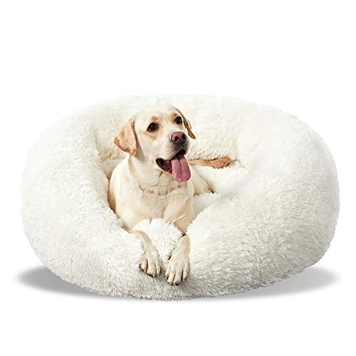 Washable Dog Round Bed - Large Donut Dog Bed, Comfy Calming Cuddler (30 INCH) - ANWA